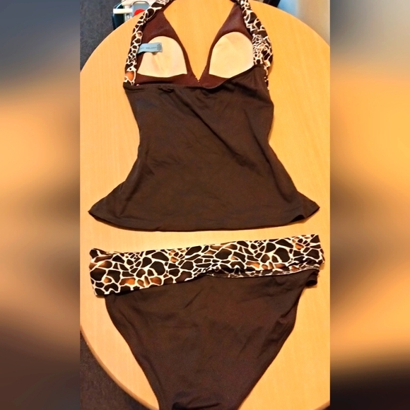 Antonio Milani leopard print two piece swimsuit with brass loops - Picture 6 of 7
